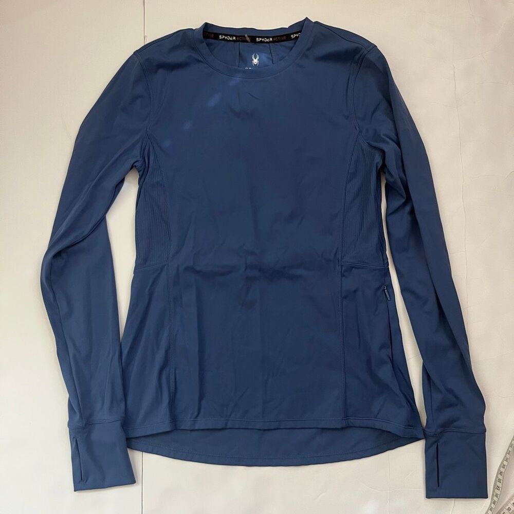 Spyder Active Women's Crew Neck Long Sleeve Pullover Athletic Top Blue Small
